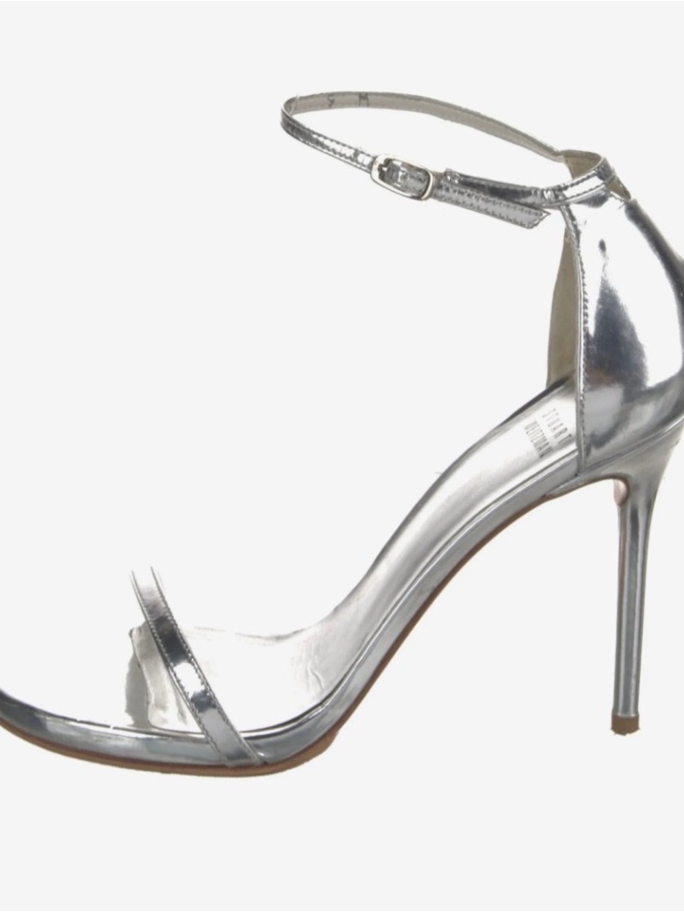 Stuart Weitzman Silver Ankle-Strap Stiletto Sandal - Women's Dress Heel